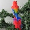 Glasvogel, Papagei, roter Ara mit Naturfedern