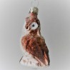 Glasvogel Eule kleine gedrehter Kopf, braun bemalt,