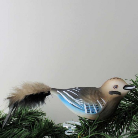 Glasvogel, Eichelhäher,  mit Naturfedern