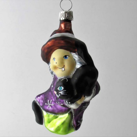 Glas Hexe Handbemalt