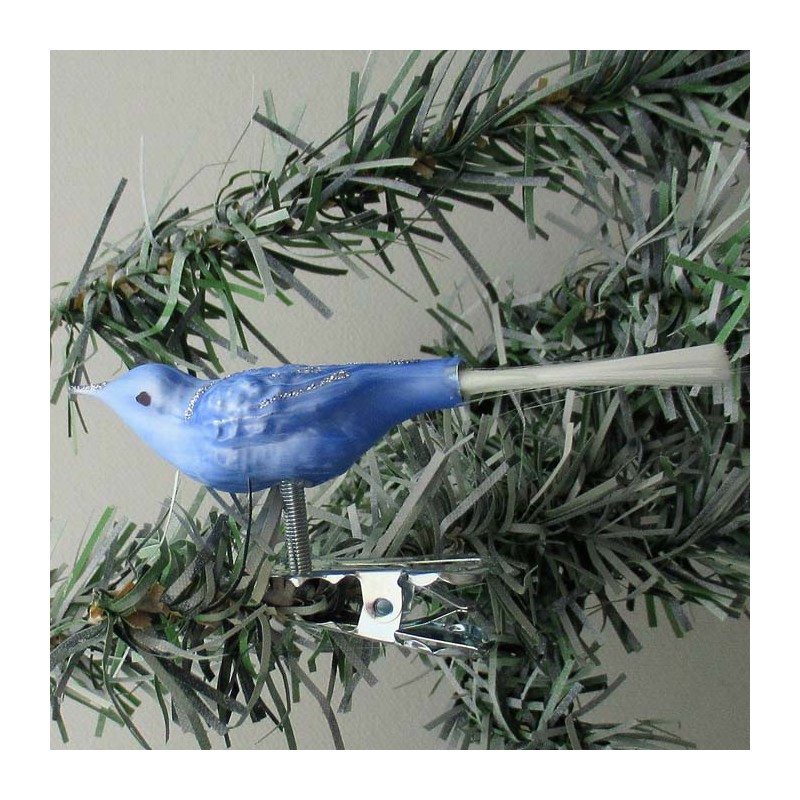 Glasvogel, mini-Vogel, blau mit Glasfaser Schwanz