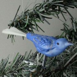 Glasvogel, mini-Vogel, blau mit Glasfaser Schwanz