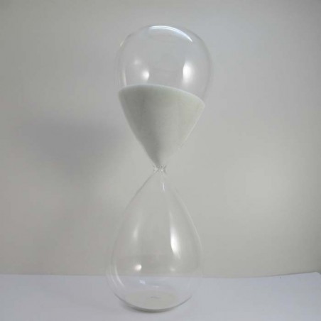 Glas-Sanduhr 60 Min. 25cm Weiss, Glas Sand