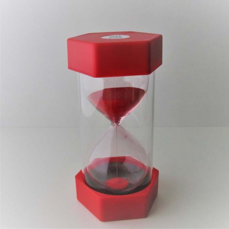 Sanduhr 45 Min. 13 cm Rot, aussen Kunststoff sechseckig rund