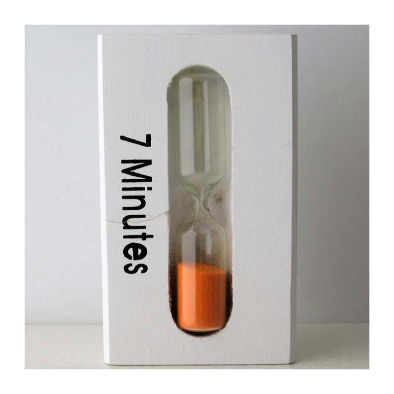 Sanduhr 3-5-7 Min. 10 cm Dreieckige Holzgestell weiss Sanduhr 3-5-7 Min. 10 cm Dreieckige Holzgestell weiss