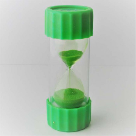 Sanduhr 3 Min. 10 cm Hellgrün, Glas aussen Kunststoff rund