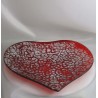 Glas-Herzen Schale Weihnacht 22cm rot-Silber,  zum legen