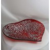 Glas-Herzen Schale Weihnacht 22cm rot-Silber,  zum legen