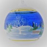Glaskugel 100 mm Blau Winterlandschaft mit Goldrand zum hängen