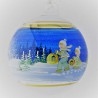 Glaskugel 100 mm Blau Winterlandschaft mit Goldrand zum hängen