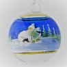 Glaskugel 080 mm Blau Winterlandschaft mit Goldrand zum hängen