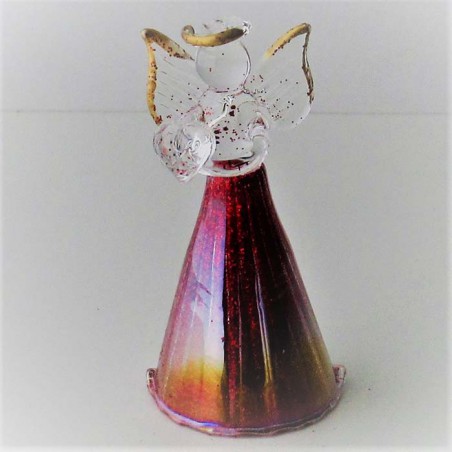 Glasengel bunt schillernd mit Herz rot  zum hängen und stellen ca. 70x35x35mm 13g