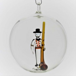 Glaskugel 80mm Alphornbläser innen Mundgeblasen zum hängen