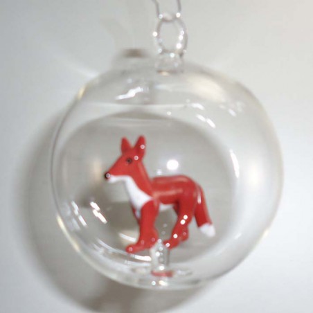 Glaskugel 80mm Fuchs innen Mundgeblasen zum hängen