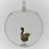 Glaskugel 80 mm Schwan innen Mundgeblasen zum hängen