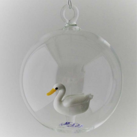 Glaskugel 80 mm Ente innen Mundgeblasen zum hängen