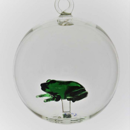Glaskugel 80mm Frosch innen Mundgeblasen zum hängen
