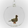 Glaskugel 80mm Vogel innen Mundgeblasen zum hängen