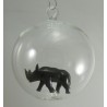 Glaskugel 80 mm Nashorn innen Mundgeblasen zum hängen