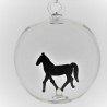 Glaskugel 80 mm Pferd innen Mundgeblasen zum hängen