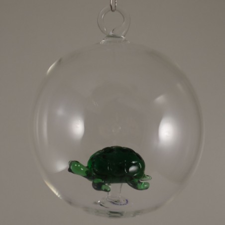 Glaskugel 80mm Schildkröte innen Mundgeblasen zum hängen