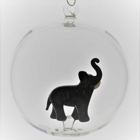 Glaskugel 80 mm Elefant innen Mundgeblasen zum hängen