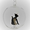 Glaskugel 80 mm Katze innen Mundgeblasen zum hängen