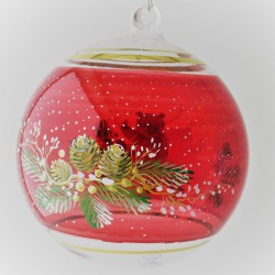 Glaskugel 100 mm Rot Bär Weihnacht mit Goldrand zum Hängen