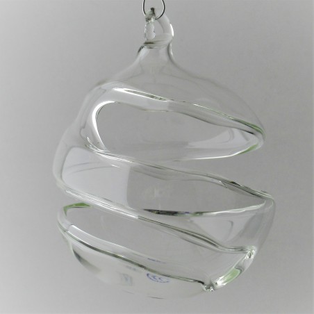 Glas Twist Kugel 80 mm klar zum hängen