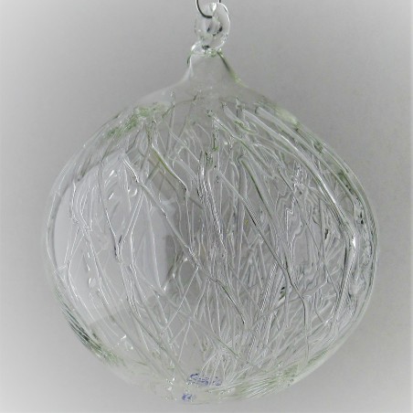 Glas Fadenkugel innen 70 mm klar zum hängen