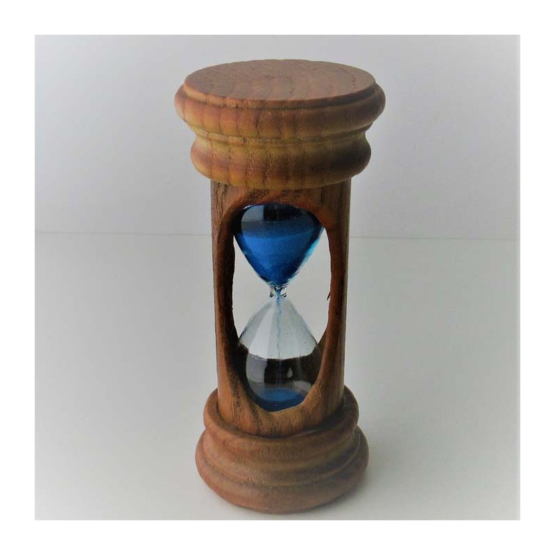 Sanduhr 3 min. 12 cm Hellblau, Romantische im Ulmenholz