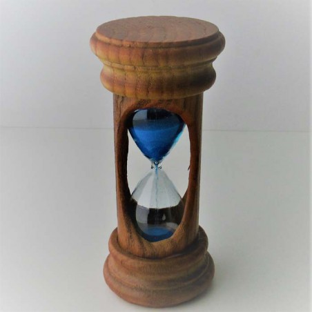 Sanduhr 3 min. 12 cm Hellblau, Romantische im Ulmenholz