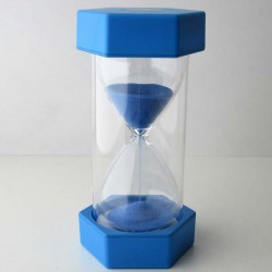 Sanduhr 10 Min. 13 cm H. Blau, klein Kunststoff 6 Eckig