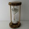 Sanduhr 60 Min. 21cm Weiss, Glas im Naturholz Gestell,