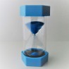 Sanduhr 60 Min. 16 cm Hellblau, gross Glas im Kunststoff sechseckig rund