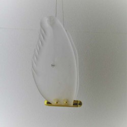 Glas Möwe 390mm sandgestrahlt zum hängen mit vergoldetem Körper