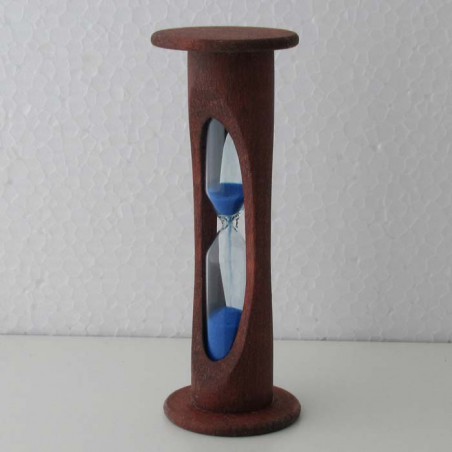 Sanduhr 10 Sekunden 10cm zylindrisch Glas in Holzgestell Buche rötlich