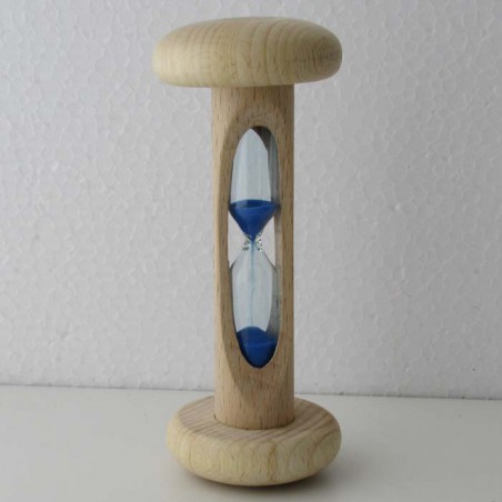 Sanduhr 3 Min. 12cm zylindrisch Glas in Holzgestell Buche Natur,