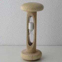 Sanduhr 2 Min 12cm Weiss, zylindrisch Glas in Holzgestell Buche Natur,