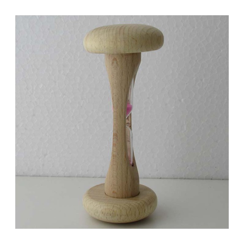 Sanduhr 2 Min 12cm Rosa, zylindrisch Glas in Holzgestell Buche Natur,