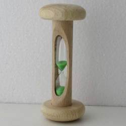 Sanduhr 5 min 12 cm Grün, im Buchenholz Natur