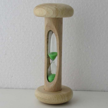 Sanduhr 5 min 12 cm Grün, im Buchenholz Natur
