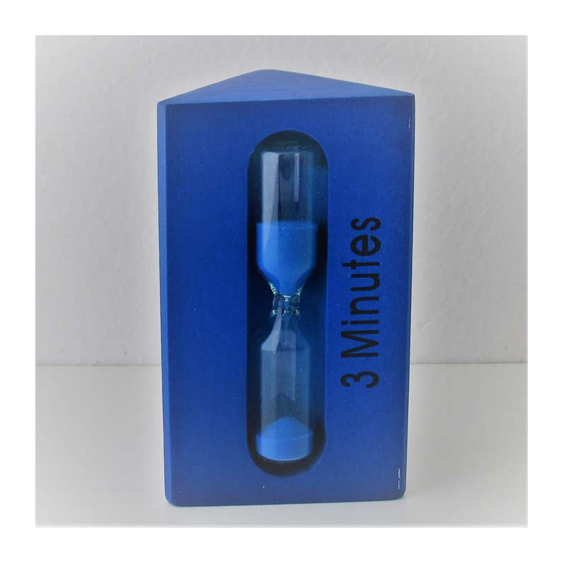 Sanduhr 3-5-7 Min. 10 cm Dreieckige Holzgestell blau Sanduhr 3-5-7 Min. 10 cm Dreieckige Holzgestell blau