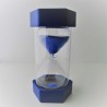 Sanduhr 60 Min. 16 cm Blau, gross Glas im Kunststoff sechseckig rund