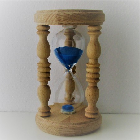 Sanduhr 20min 16cm Blau, mit 3 gedrechselter Säulen