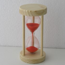 Sanduhr 10 Min. 10 cm Rot, Tannenholz rund
