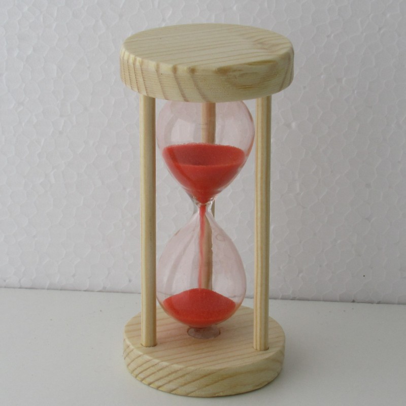 Sanduhr 10 Min. 10 cm Rot, Tannenholz rund Sanduhr 10 Min. 10 cm Rot, Tannenholz rund