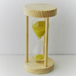 Sanduhr 10 Min. 10 cm Gelb, Tannenholz rund