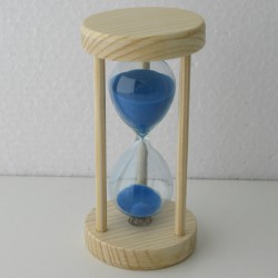 Sanduhr 3 Min. 10 cm Hellblau, Tannenholz rund