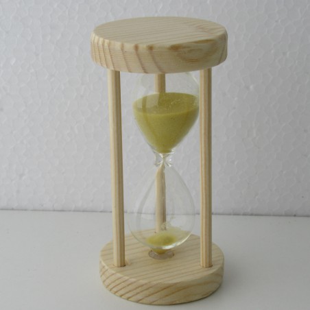 Sanduhr 3 Min. 10 cm Gelb, Tannenholz rund